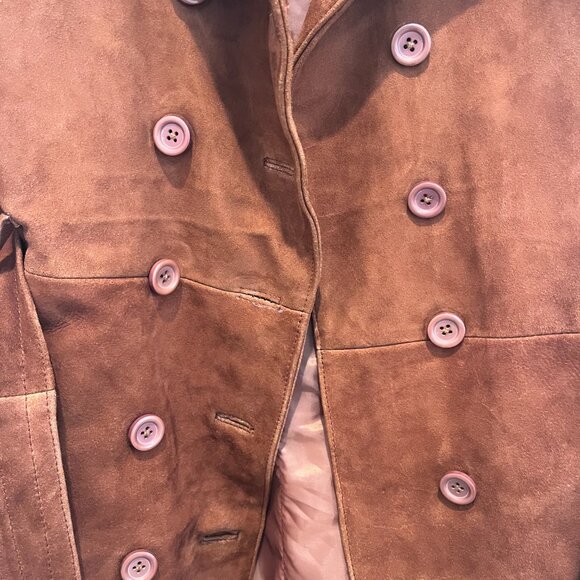 Brown suede women's trench coat - Picture 7 of 9